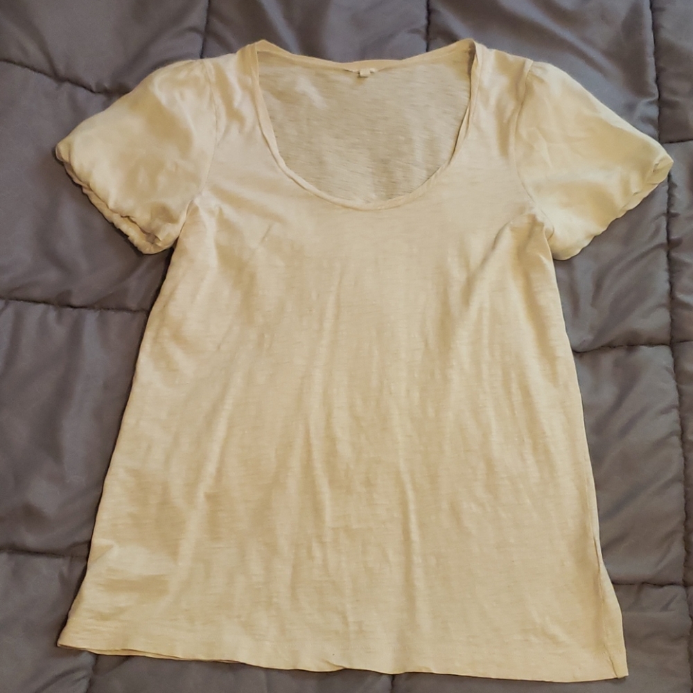 J Crew cream top with pouf sleeves